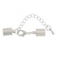 Metal Endkap set Ø 5.5mm with extension chain and lobster clasp Silver